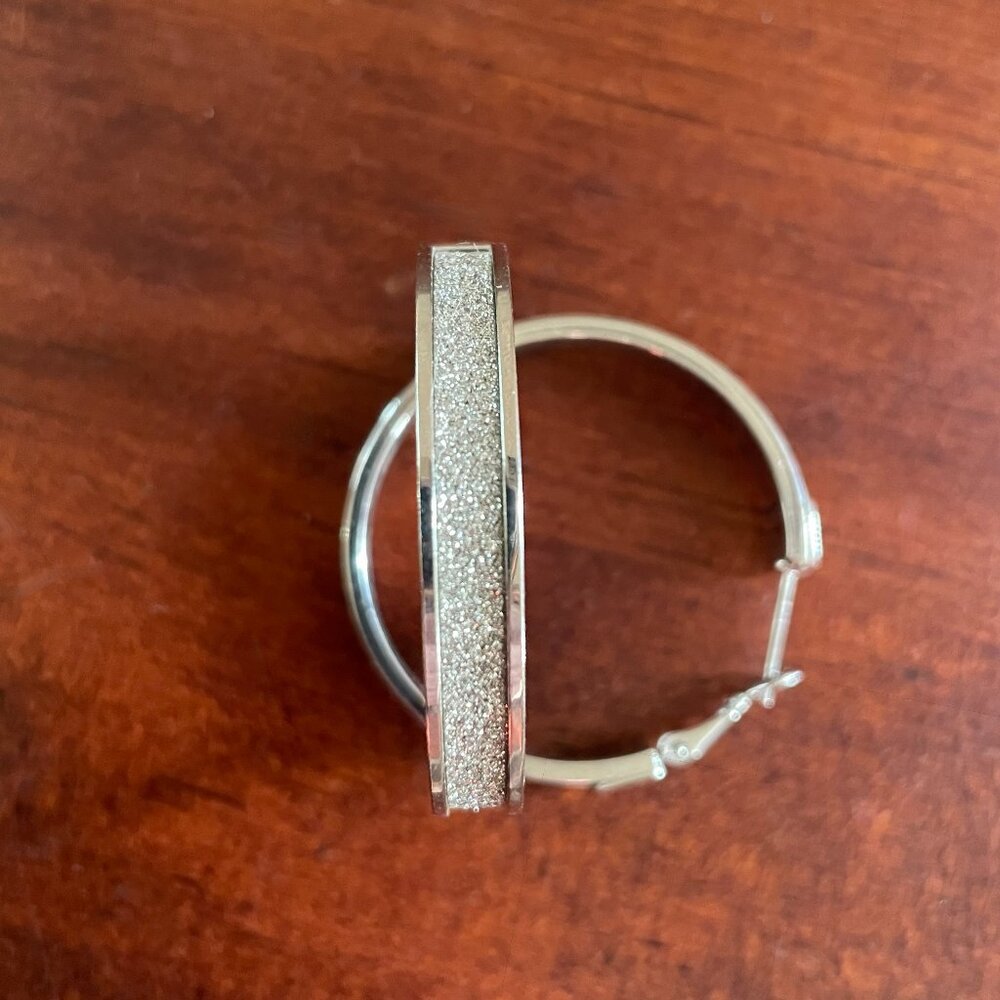 Bundle 3 for $12. Sparkly Silver Toned Hoop Earrings